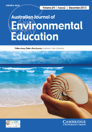 Australian Journal of Environmental Education Volume 29 - Issue 2 -