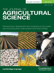 The Journal of Agricultural Science Volume 156 - Themed Issue5 -  Themed Issue: Assessment and monitoring of crop water use and productivity under present and future climate