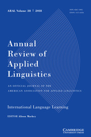 Annual Review of Applied Linguistics Volume 38 - Issue  -