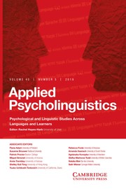 Applied Psycholinguistics Volume 40 - Issue 5 -