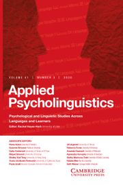 Applied Psycholinguistics Volume 41 - Issue 3 -