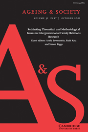 Ageing & Society Volume 31 - Issue 7 -  Rethinking Theoretical and Methodological Issues in Intergenerational Family Relations Research