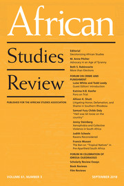 African Studies Review Volume 61 - Issue 3 -