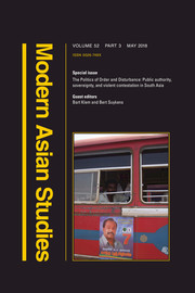 Modern Asian Studies Volume 52 - Special Issue3 -  The Politics of Order and Disturbance: Public authority, sovereignty, and violent contestation in South Asia