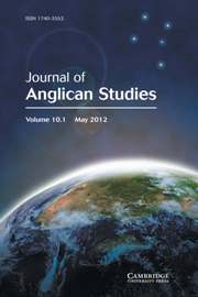 Journal of Anglican Studies Volume 10 - Issue 1 -