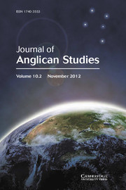 Journal of Anglican Studies Volume 10 - Issue 2 -