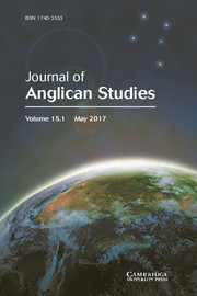 Journal of Anglican Studies Volume 15 - Issue 1 -