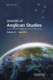 Journal of Anglican Studies Volume 9 - Issue 1 -