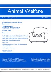 Animal Welfare Volume 16 - Issue 2 -  Special Issue: Proceedings of the 3rd International Workshop on the Assessment of Animal Welfare at Farm and Group Level