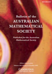 Bulletin of the Australian Mathematical Society Volume 104 - Issue 2 -