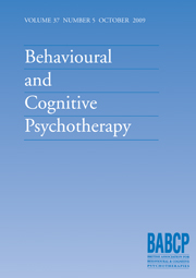 Behavioural and Cognitive Psychotherapy Volume 37 - Issue 5 -