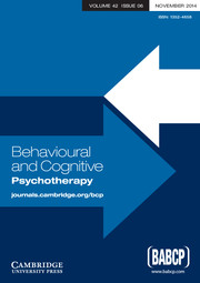 Behavioural and Cognitive Psychotherapy Volume 42 - Issue 6 -