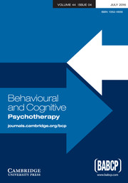 Behavioural and Cognitive Psychotherapy Volume 44 - Issue 4 -