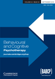 Behavioural and Cognitive Psychotherapy Volume 44 - Issue 5 -