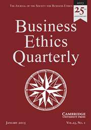 Business Ethics Quarterly Volume 25 - Issue 1 -