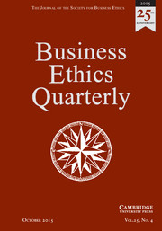 Business Ethics Quarterly Volume 25 - Issue 4 -