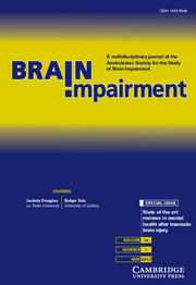 Brain Impairment Volume 14 - Issue 1 -  State of the art reviews in mental health after traumatic brain injury