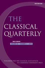 The Classical Quarterly Volume 66 - Issue 2 -