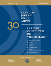 Canadian Journal on Aging / La Revue canadienne du vieillissement Volume 30 - Issue 4 -