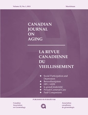 Canadian Journal on Aging / La Revue canadienne du vieillissement Volume 32 - Issue 1 -