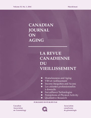 Canadian Journal on Aging / La Revue canadienne du vieillissement Volume 35 - Issue 1 -