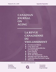 Canadian Journal on Aging / La Revue canadienne du vieillissement Volume 36 - Issue 3 -