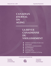 Canadian Journal on Aging / La Revue canadienne du vieillissement Volume 38 - Issue 3 -