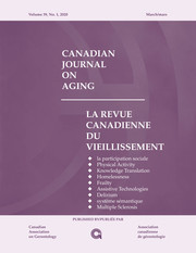 Canadian Journal on Aging / La Revue canadienne du vieillissement Volume 39 - Issue 1 -