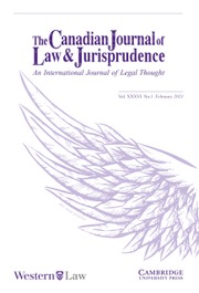 Canadian Journal of Law & Jurisprudence Volume 36 - Issue 1 -