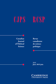 Canadian Journal of Political Science/Revue canadienne de science politique Volume 52 - Issue 2 -