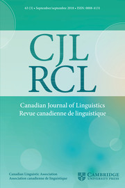 Canadian Journal of Linguistics/Revue canadienne de linguistique Volume 63 - Issue 3 -