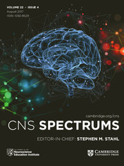 CNS Spectrums Volume 22 - Issue 4 -