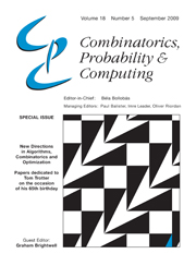 Combinatorics, Probability and Computing Volume 18 - Issue 5 -  New Directions in Algorithms, Combinatorics and Optimization