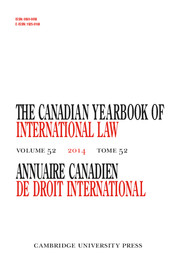 Canadian Yearbook of International Law/Annuaire canadien de droit international Volume 52 - Issue  -