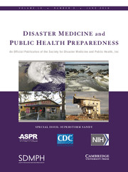 Disaster Medicine and Public Health Preparedness Volume 10 - Special Issue3 -  Superstorm Sandy