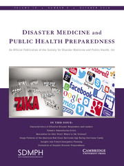 Disaster Medicine and Public Health Preparedness Volume 10 - Issue 5 -