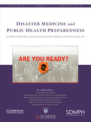 Disaster Medicine and Public Health Preparedness Volume 12 - Issue 1 -