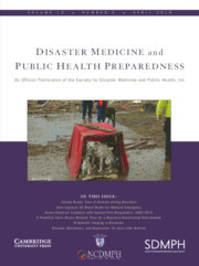 Disaster Medicine and Public Health Preparedness Volume 12 - Issue 2 -