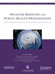 Disaster Medicine and Public Health Preparedness Volume 12 - Issue 4 -