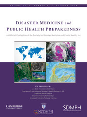 Disaster Medicine and Public Health Preparedness Volume 12 - Issue 5 -