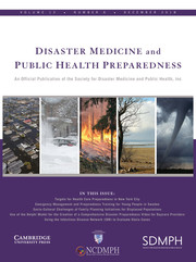 Disaster Medicine and Public Health Preparedness Volume 12 - Issue 6 -