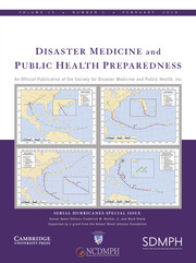 Disaster Medicine and Public Health Preparedness Volume 13 - Special Issue1 -  Serial Hurricanes