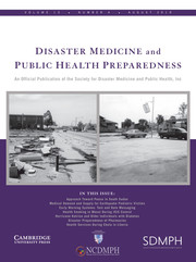 Disaster Medicine and Public Health Preparedness Volume 13 - Issue 4 -