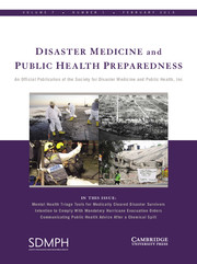 Disaster Medicine and Public Health Preparedness Volume 7 - Issue 1 -