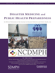 Disaster Medicine and Public Health Preparedness Volume 8 - Issue 6 -