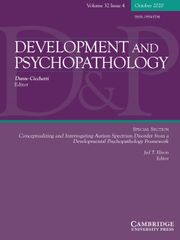 Development and Psychopathology Volume 32 - Special Issue4 -  Conceptualizing and Interrogating Autism Spectrum Disorder from a Developmental Psychopathology Framework