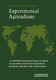 Experimental Agriculture Volume 39 - Issue 4 -