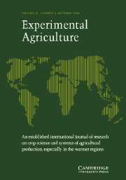 Experimental Agriculture Volume 41 - Issue 4 -