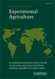 Experimental Agriculture Volume 44 - Issue 3 -