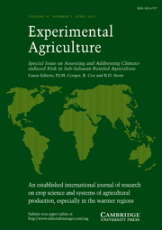 Experimental Agriculture Volume 47 - Special Issue2 -  Assessing and Addressing Climate-induced Risk in Sub-Saharan Rainfed Agriculture